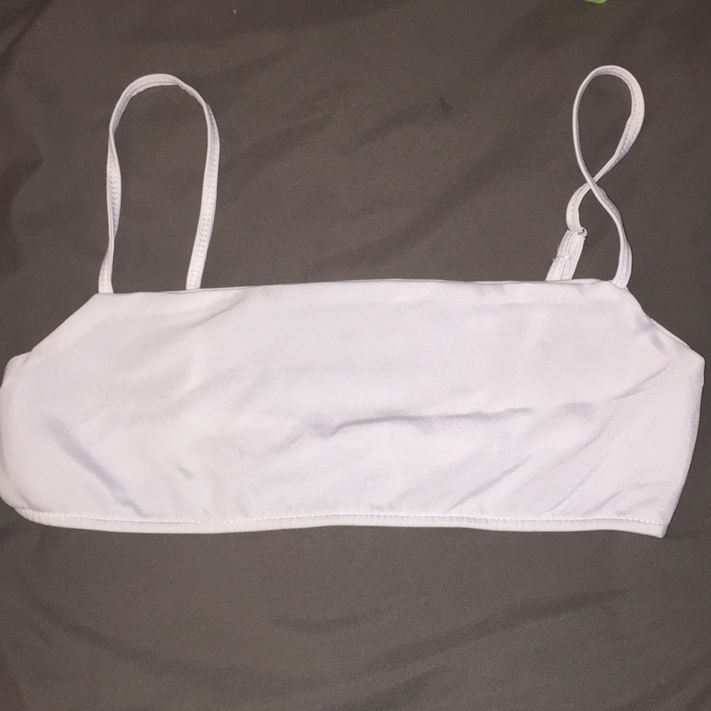 White spaghetti strap style bikini top